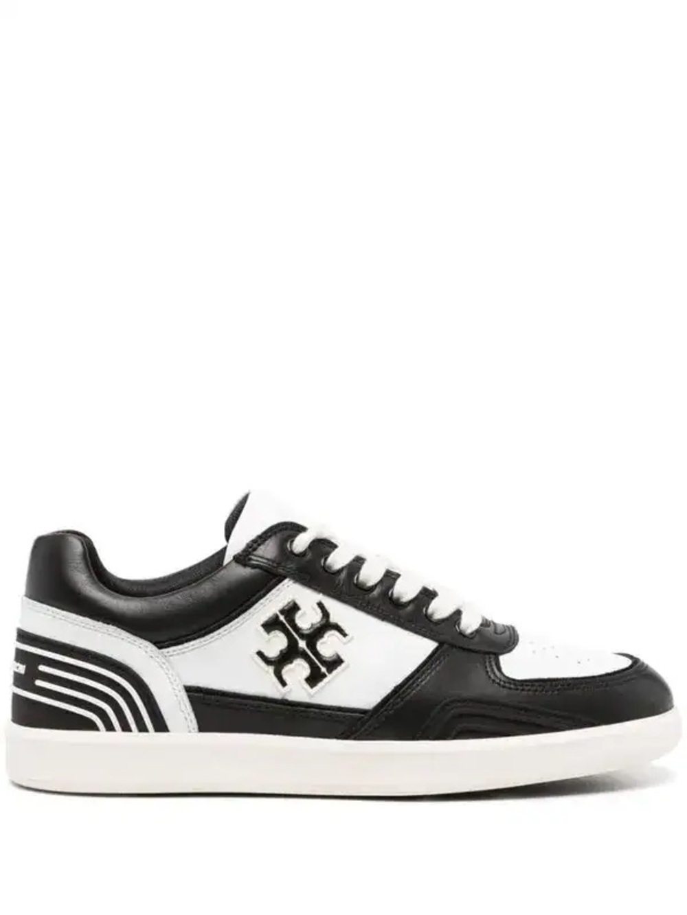 Tory Burch Clover Court Sneakers Black White Leather Logo Sneakers Size 9M NWOT
